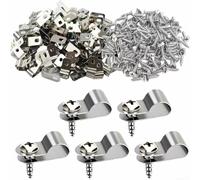 100 Pack Heavy Duty Wire Rope Clips U Nails Alternative for Chicken Wire Staples Fencing 4mm Wire Silver(Stainless Steel)