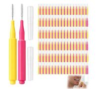 100-Pack Interdental Brushes Yellow, 0.5mm Floss Brushes, Tooth Floss Brush, Interdental Brushes Yellow for Narrow Tooth Gaps and Dental Work, Daily Oral Care and Travel Hygiene
