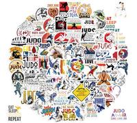 100-Pack Judo Stickers for Water Bottles & Laptops, 4 cm Vinyl Decals | Martial Arts Throw Moves, Retro Badges & Motivational Quotes | Waterproof Matte PVC, Easy-Peel | Gifts for Kids, Teens, Coaches