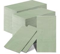 100 Pack Large Sage Green Napkins Bulk, 40 x 33 cm Disposable Linen Feel Dinner Napkins, Decorative Pre Folded Paper for Guest Wedding Birthday Party Bathroom Cloth Like