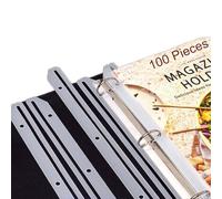 100 Pack Magazine Holders for Binders 3 Hole Punched Plastic Magazine Organizer Binder Accessories 3 Ring Binder Insert Strips for File Book Paper Magazine Collector, Translucent White