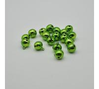 100 Pack Metallic Green Jingle Bells - 14mm Sleigh Bells for Crafts, DIY Projects, and Decorations