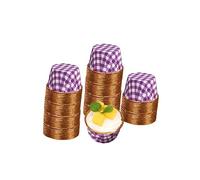 100 Pack Mini Cake Baking Cups 3.5oz/125ml Foil Cupcake Containers Cupcake Liners Disposable Dessert Cups Pudding Cups Muffin Cups,for Bakery Wedding Birthday Party (Purple)