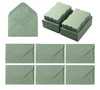 100 Pack Mini Envelopes with Blank Note Cards, Sage-Green