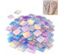 100 Pack Mini Rainbow Holographic Acrylic Squares, 3x3cm Double-Sided Iridescent Plexiglass Tiles, DIY Craft Supplies for Mosaic Art, Light Shadow Artwork