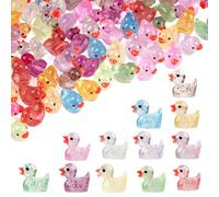 100 Pack Mini Resin Ducks,Glitter Tiny Ducks,Little Duck,Plastic Small Duck