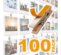 100 Pack Mini Self Adhesive Clips for Pictures - Poster Hanger Paper Clip Holder for Wall, Photo Cards Hanging Display Office Board & Picture Boards, Artwork Holders Card Hangers Dorm Room Decor