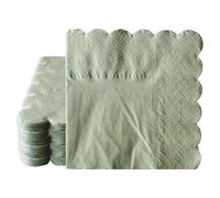 100 Pack Multicolor Scalloped Edge Party Napkins, 5 x 5 Inch Paper Napkins Cocktail Napkins for Wedding Birthday Wedding Dinner Party Supplies (Green)