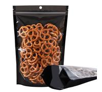 100 Pack Mylar Smell Proof Bags, Resealable Aluminum Foil Stand Up Pouches with Clear Window & Hang Hole, Reusable Zipper Lock Food Storage Heat Seal Sealable Bags for Packaging, Black 6.2×9.4 Inch
