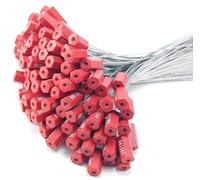 100 Pack Numbered Security Cable Seals, 30cm Steel Wire, Red Hex Head 0.5", Sequential Inventory Tracking, Pull-Tite Seals for Trucks, Trailers, Containers (Red) (100)