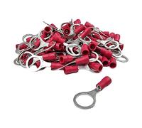 100 Pack of Red - 3.7mm (4BA) - Ring Terminals - Insulated Electrical Crimp Terminal Wire Connector
