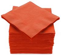 100 Pack Orange Beverage Napkins, Big Party Pack, 2 Ply, Ideal for Wedding, Party, Birthday, Dinner, Lunch, Cocktails. (5” x 5”) by Amcrate