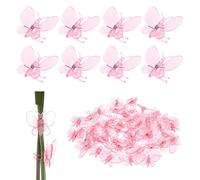 100-Pack Orchid Clips, Plastic Garden Plant Clips, Dragonfly Orchid Clips, Garden Plant Support Clip for Supporting Stems/Vines Grow Upright [Pink] (Pink)