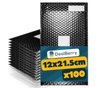 100 Pack Padded Shipping Envelopes | Poly Mailers with Bubble Wrap | Peel and Seal Packaging Bags | Address & Return Box | Black | 140x215mm