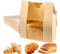 100 Pack Paper Bread Bags for Homemade Bread, Paper Bags for Sourdough, Kraft Paper Bakery Bag,Suitable for Storage Cookies & Snacks,Parties, Weddings(35 x 21cm)
