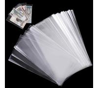 100 Pack Paper Money Holders Dollar Bill Sleeves Clear Money Sleeves Currency Collection Sleeves Protector Bag for Scratch-Resistant Display Paper Currency Collectors,6.8X 3.3inches
