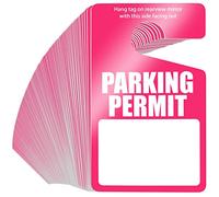 100 Pack Parking Permit Hang Tags Plastic Parking Placards PVC Hang Tag 3 x 5 Inch for Car Rear View Mirror (Rose Red)