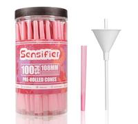100 PACK Pink Pre Rolled Cones| King Size Rolling Paper Cone 108MM with Loader and Packing Sticks