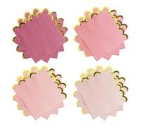 100 Pack Pink Scalloped Edges Party Napkins, 5 x 5 Inch Gradient Color Paper Napkins Hand Towels Cocktail Napkins for Wedding Birthday Party Bridal Anniversary