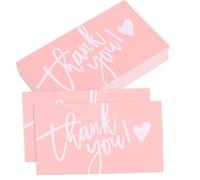 100 Pack Pink Thank You Cards, Blank Inside - Premium Thick Cardstock Business Thank You Notes for Customers, Greeting Cards for Orders, Store Packaging & Post-Purchase Appreciation