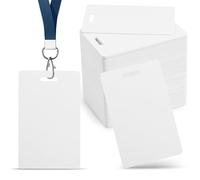 100 Pack Premium Blank PVC Cards with Slot Punch on Short Side - Vertical Slot Punch Blank ID Cards- CAETOUNG CR80 30 Mil Graphic Quality White Plastic Cards for Photo ID Badge Printers