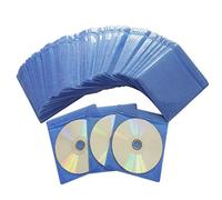 100 Pack Premium CD DVD Sleeves,Thick Non-Woven Material Double-Sided Refill Plastic Sleeve for CD and DVD Storage Binders Disc Case (Blue)