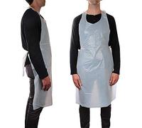 100 PACK Premium Quality White Disposable Apron for Adults Men & Women | Throw Away Plastic for Virus Protection =>> Medical Grade PPE Apron Gowns Perfect for Hair dressing ONE SIZE FITS ALL