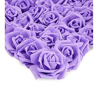 100 Pack Purple Artificial Flowers, Bulk Stemless Fake Foam Roses for Wedding, Decorations, Bouquets (7 cm)