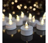 100 Pack Realistic and Bright Flickering Battery Operated Flameless LED Tea Lights Candles,Electric Fake Candle in Warm White Perfect for Valentines Day, Halloween, Christmas, Birthday Decoration