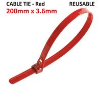 100 Pack Releasable Zip Ties Heavy Duty Reusable Red Cable Ties Nylon Cable Wraps 200mm