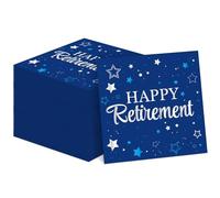 100 Pack Retirement Paper Napkins Retirements Party Decorations Happy Farewell Celebration Supplies We Will Miss You for Retired Decor Favors Blue and Silver Teacher