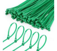 100 Pack Reusable Cable Ties 200mm x 4.8mm, 8" Releasable Zip Ties Green, 50lbs Heavy Duty Premium Tie Wraps UV-Ristant, Strong Nylon Plastics Ties for Garden, Home, Office, Workshop, Indoor, Outdoor