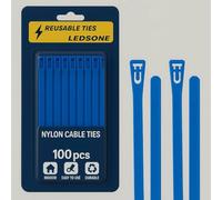 100 Pack Reusable Cable Ties Blue Heavy Duty Strong Nylon Large Zip Ties Releasable Plastic Thick Tie Wraps (Blue 450 x 7.2 mm)