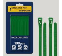 100 Pack Reusable Cable Ties Green 350mm Heavy Duty Strong Nylon Large Zip Ties Releasable Plastic Thick Tie Wraps (Green 350 x 7.2 mm)