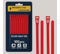 100 Pack Reusable Cable Ties Red 150mm Heavy Duty Strong Nylon Large Zip Ties Releasable Plastic Thick Tie Wraps (Red 150 x 3.6 mm)