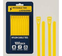 100 Pack Reusable Cable Ties Yellow 150mm Heavy Duty Strong Nylon Large Zip Ties Releasable Plastic Thick Tie Wraps (Yellow 150 x 3.6 mm)