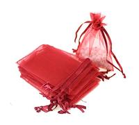 100 Pack Reusable Mesh Yarn Bags Soft Pearl Storage Pocket Beautiful DIY Wedding Organza Favour Pouches for Festival Activity Use RedDurability