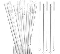 100 Pack Reusable Plastic Straws Clear Straws for Tumblers Hard Drinking Straw for Tall Cups Tumblers Transparent Replacement Drinking Tumbler Straws with 5 Cleaning Brush Straw Cleaner 11 Inch