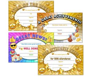 100 Pack School Award Certificates Teacher Star of W ttendance & Performance (A6 Size)