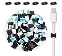 100 Pack Self Adhesive Cable Clips,Black Small Car Wire Clips,Dash Cam Cable Clips,Cable Tidy Clips,Stick on Cable Clips for Car,Office and Home