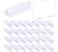 100 Pack Self Adhesive Sneeze Guard Holder, 7.62 x 2.54 cm Base Sign Holder, Acrylic Panels Holders Clip for Displaying Tags, Cards, Photos, Menus