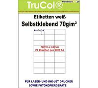 100 Pack self-adhesive white labels 70x35 on the DIN A4 25 1000 Sheets DIN A4 70 g/m² Suitable for Inkjet Printers, Laser Printers and Copiers. 1000 Blatt / 24000 Etiketten
