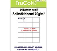 100 Pack self-adhesive white labels 70x50.8 on the DIN A4 25 1000 Sheets DIN A4 70 g/m² Suitable for Inkjet Printers, Laser Printers and Copiers. 100 Blatt / 1500 Etiketten