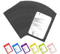 100 Pack Smell Proof Bags, Resealable Packaging Mylar Bags, Heat Seal Bags with Clear Window, Sealed Foil Pouch Smell Proof Zipper Bag for Food Storage (Black, 4.13 x 5.91 Inches)