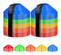 100 Pack Soccer Cones for Training, 7.5 Inch Agility Disc Cones with 2 Straps Sport Field Markers for Drills, Football, Basketball, Coaching, Practice Equipment, 5 Colors