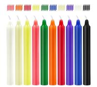 100 Pack Spells Chime Candles Bulk, Colored Taper Candles, 10 x 1 cm Small Unscented Pillar Candle, Smokeless & Dripless Candle Sticks Rituals Prayer Meditation Weddings Party Home Decor, 10 Colour