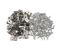 100 Pack Stainless Steel Screw Wire Clamps with Screws Simple Installation for Welded to Wood Metal Or Vinyls Fence Clips Welded Clamp Stainless Steel Clips