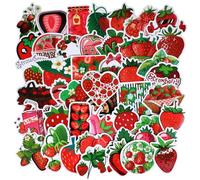 100 Pack Strawberry Scrapbooks Stickers,Strawberry Shortcake Stickers,Cute Cartoon Strawberries Vinyl Waterproof Sticker,Birthday Decorations Party Favors for Laptops, Water Bottles, Scrapbook
