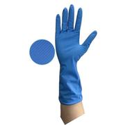 100 Pack -Strong Disposable 12-Inch Long Cuff Blue Nitrile Examination Gloves - Powder-Free, Latex-Free Food, Medical & Industrial Grade (Blue Textured Grip, Medium)