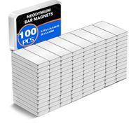 100 Pack Strong Neodymium Bar Magnets，Powerful Rare Earth Neodymium Magnets with Double-Sided Adhesive Perfect for Fridge, Garage, Kitchen, Craft, Office etc 20 x 5 x 2 mm